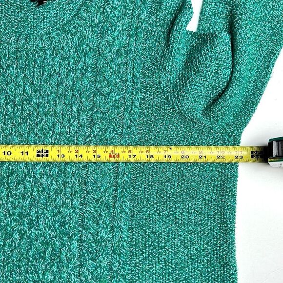 TALBOTS Wool Blend Turquoise Green Sweater Cable Knit Zippered Side Slits 2X - Picture 9 of 9